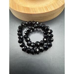 Black Onyx Faceted Rondelle 5mm Bracelet